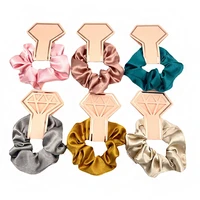 2022 crown ponytail holder basic hair band elastic rubber band solid color satin scrunchie wedding hairband hair rope for girls