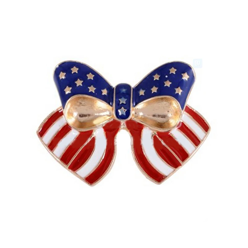 1.5inch  Silver Tone Rhinestone USA Flag Brooch Pin - July 4th Patriotic American Costume Jewelry