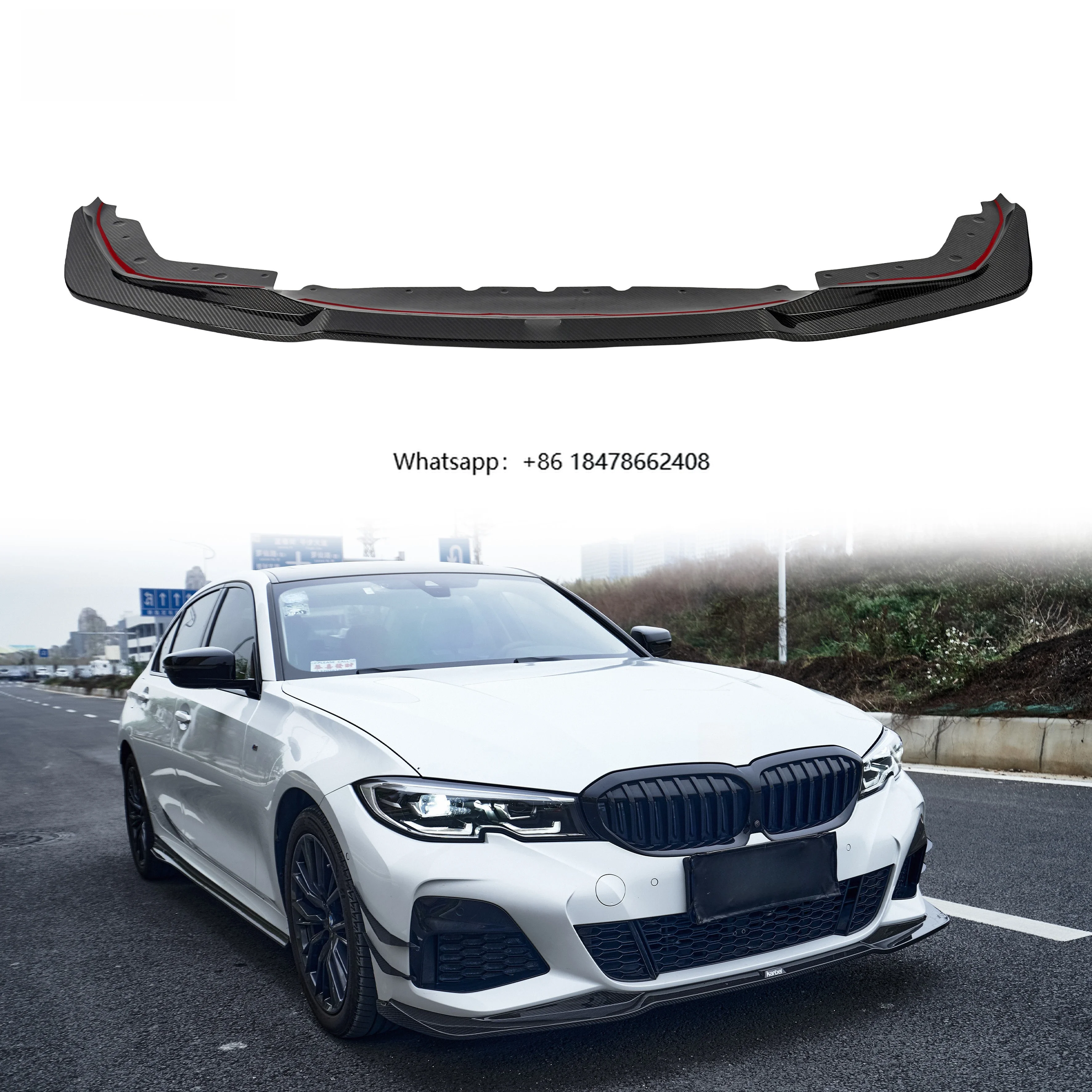 Фото Передний спойлер Karbel Lip из сухого карбона для G20 325i 330i M340i M Sport 2020-2022 №1