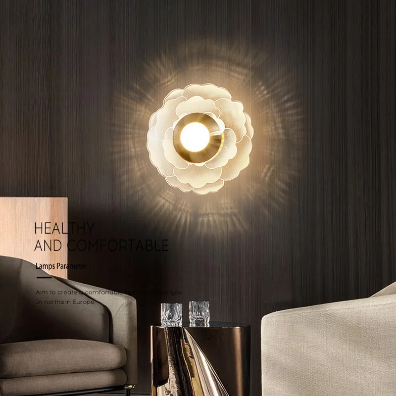 

Cmoonfall Led Nordic Flower Leaves Thunder Net Wall Lamp Modern Sconce Bedroom Bedside Decoration Lights For Home Murale Chambre