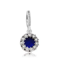 fit original pan charms bracelet clear cz star beads diy jewelry for women dream it wish it do it blue enamel round pendant gift