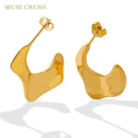 muse crush minimalist irregular earrings stainless steel hip hop c shape stud earrings for women waterproof fashion jewelry gift