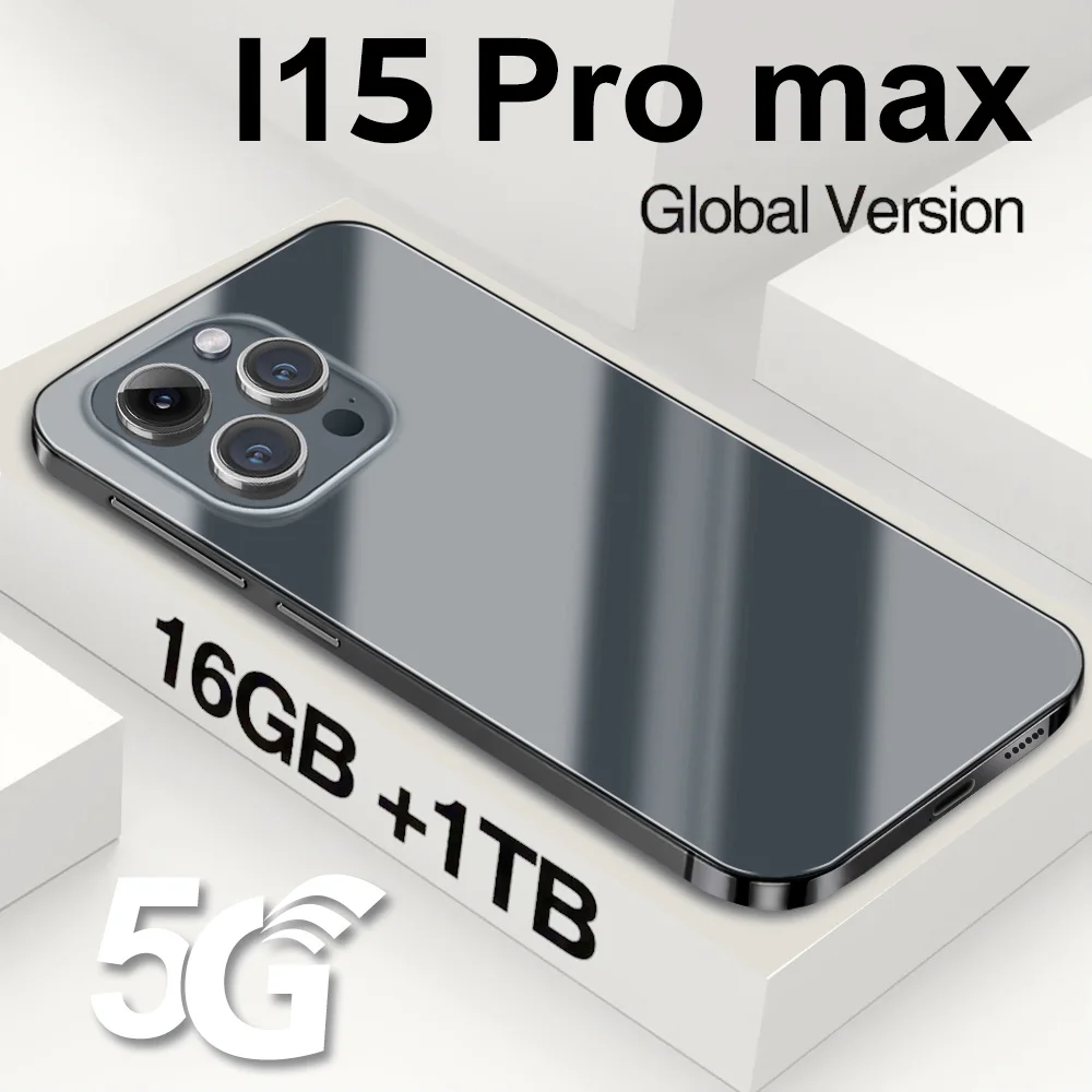 

SmartPhone i15 Pro Max 6.7 HD Android Mobile Phones Unlocked 4G/5G Dual Sim Card 7800mAh 16G+1TB Cellphones 48MP+108MP Celulares