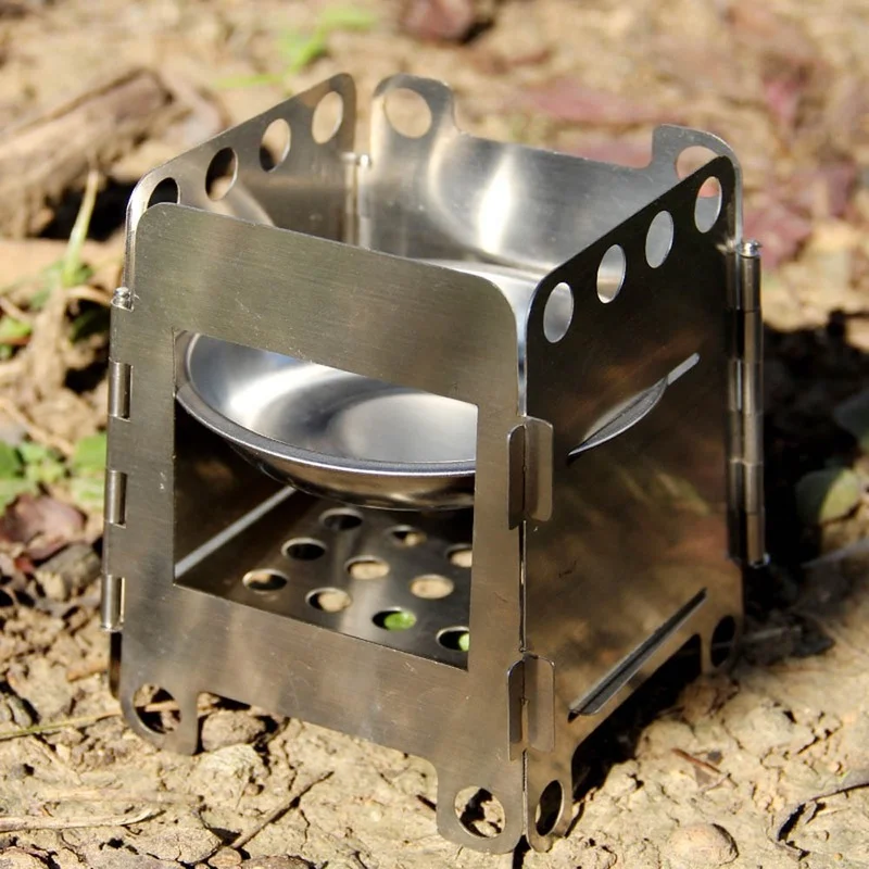 

Outdoor camping mini wood stove portable folding alcohol stove