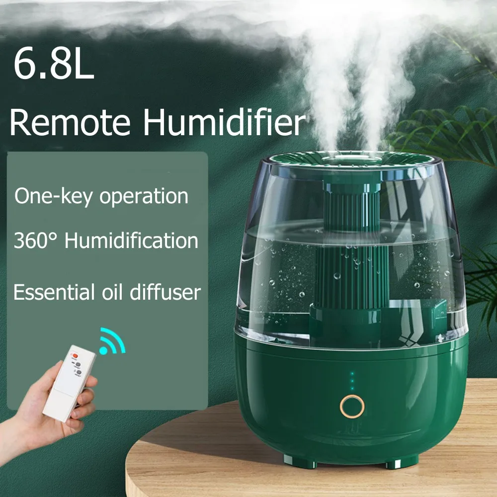 

6.8L Humidifier Aromatherapy Humidifiers Diffusers Remote Control Humidifier 360° Adjustment Two-port Humidifier Keep Humidity