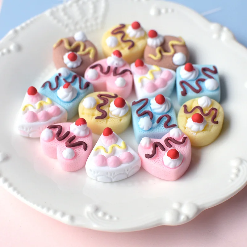 

Kawaii Cherry Cream Cake Flatback Resin Cabochon Fit Phone Case Decor DIY Scrapbooking Dollhouse Food Play Accessories