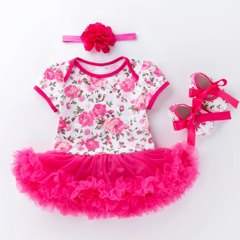 

Reborn baby dolls clothes fit 52-60CM dolls accessories beautiful rose dress with shoes vogue for children birthday Xmas gift