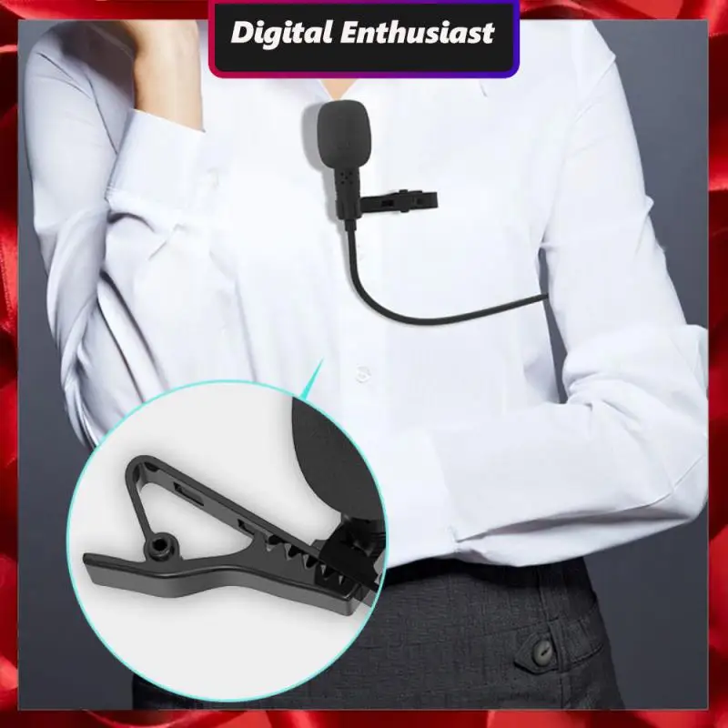

Noise Reduction Recording Microphone Mini 2 Channel Wired Microphone Black Broadcasting Microphone Audio Device Collar Clip