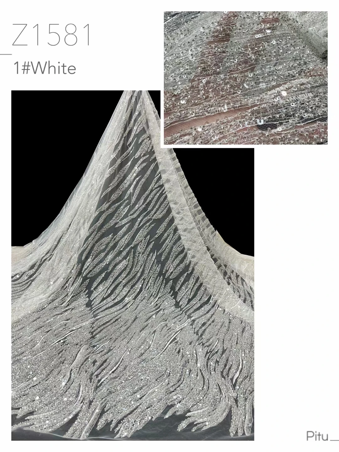 

High end new style Latest Fashion emboridery with Beads Wedding Dress French Tulle net Fabric With Sequins Party Evening Dress