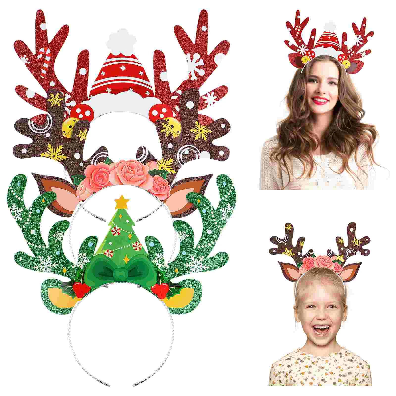 

Headgear Christmas Antler Headband Hair Ties Kids Reindeer Antlers Headbands Aluminum Foil Accessories Child
