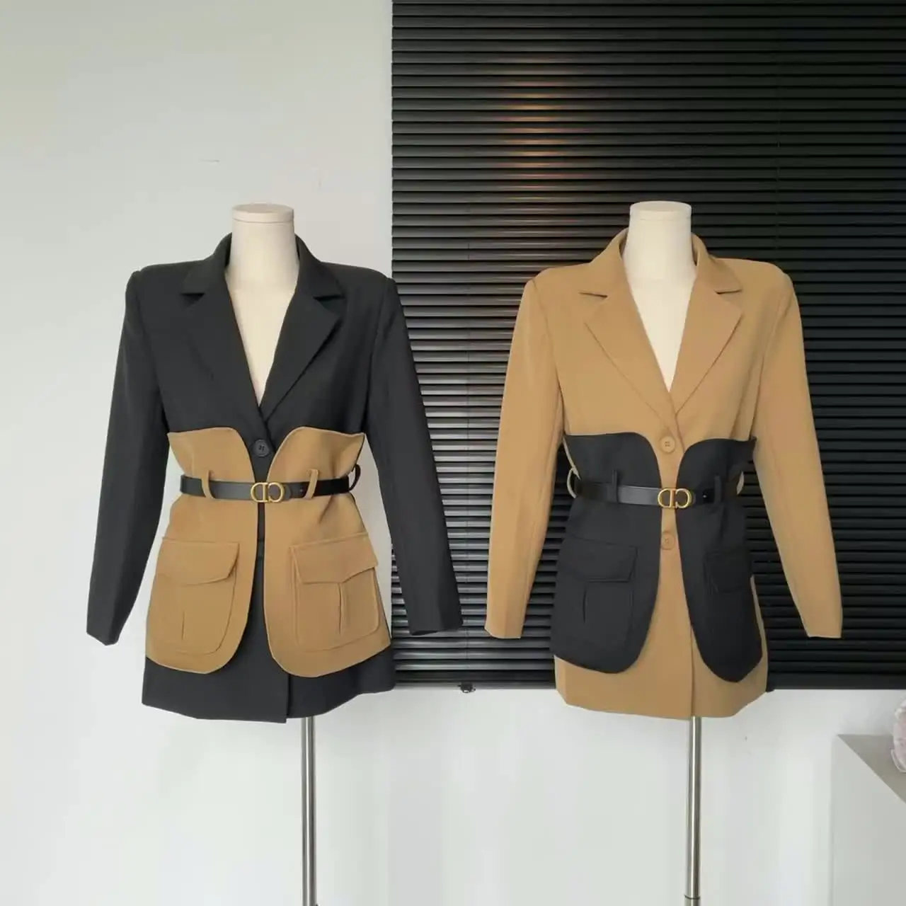 

Винтажный костюм с длинным рукавом, жилет, Женская Осенняя винтажная шикарная Лоскутная куртка с талией для женщин