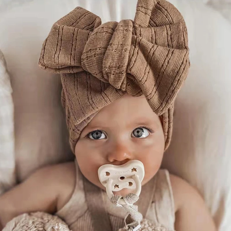 

Cute Fontanelle Children Hair Band Super Elastic Solid Color Double Layer Bow Headbands Baby Jacquard Knit Hair Accessories DIY