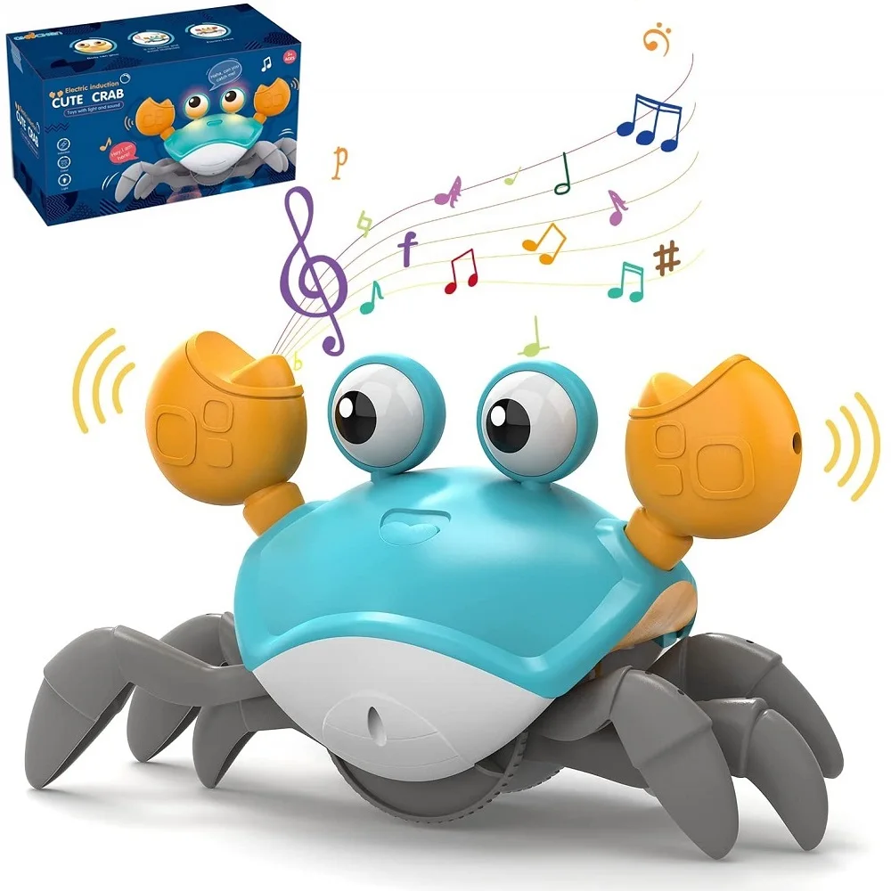 

Baby Crawling Crab Musical Dancing Moving Toy Crab Toy Electric Baby Toy Crab Run Away with Music Led Light Up Interactive Gift