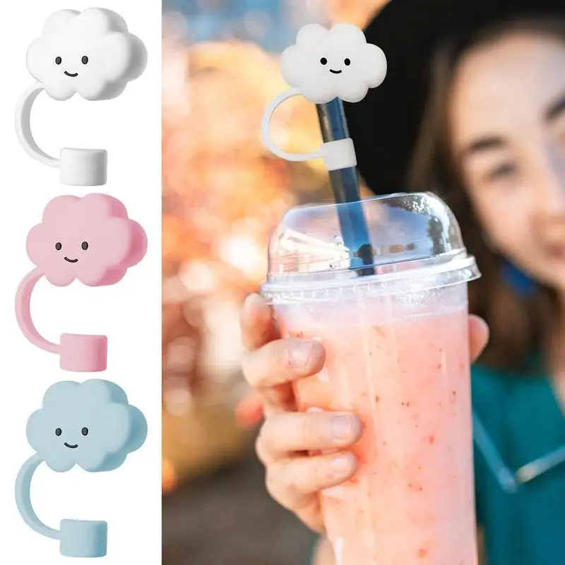 

Straw Tip Covers Cartoon Cloud-Shaped Straw Tips Cover Dust-Proof Cute Straw Caps Reusable Covers Creative Cup Accessories