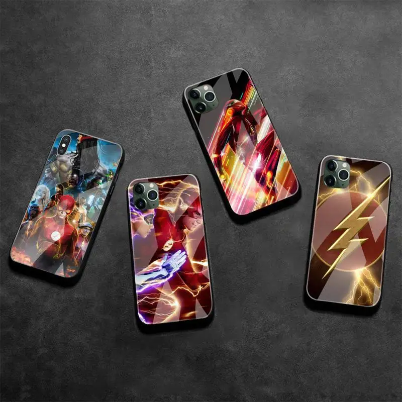 

DC The Flash Phone Case Tempered Glass For iPhone 13 12 Mini 11 Pro XR XS MAX 8 X 7 Plus SE 2020 cover
