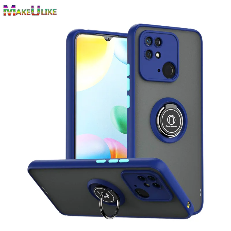 

Case for Xiaomi Redmi 9 9A 9C 8 Pro 8A 10 10A 10C Case Ring Holder Shock Proof Translucent Hard Back Cover