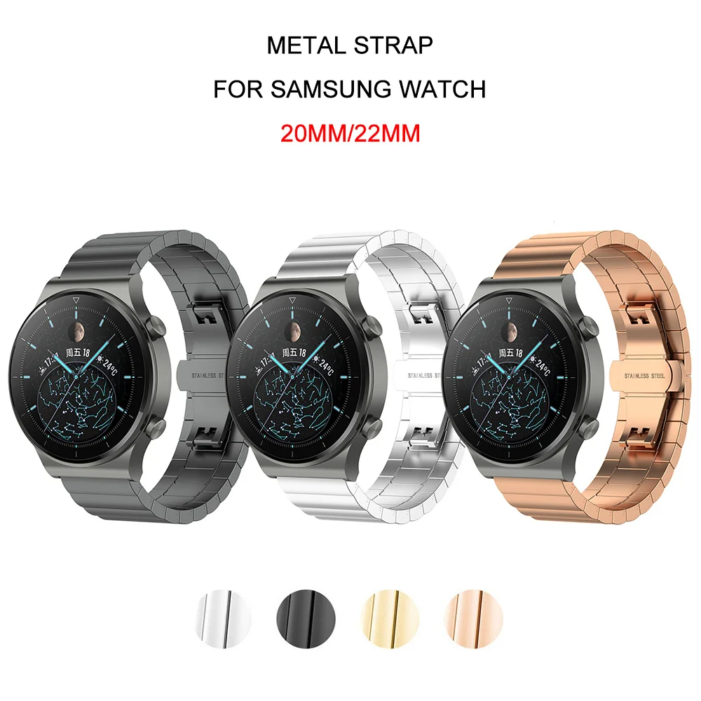 

Браслет из нержавеющей стали для Samsung Watch Active 2 40/44 мм Gear S3 Frontier, ремешок для Huawei GT/GT2/2e/Pro Galaxy Watch 3/45/42 мм