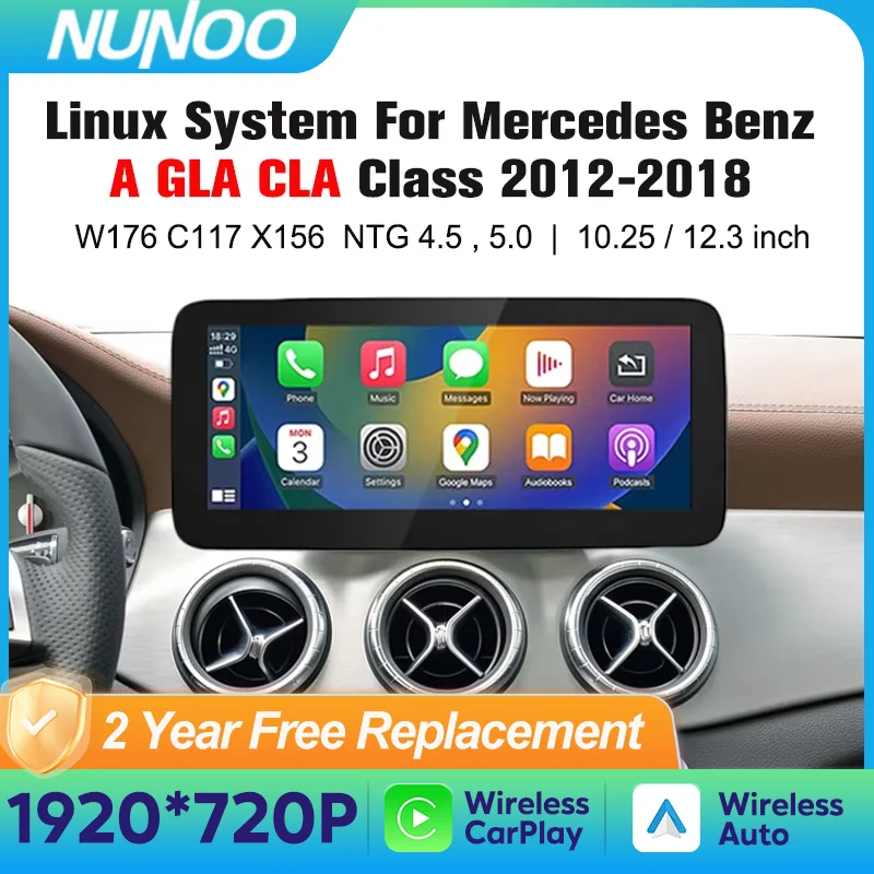 Фото Сенсорный экран Carplay для Mercedes Benz A GLA CLA Class W176 X156 C117 2012-2018, автомобильный мультимедийный плеер, радиоприемник Navi №1
