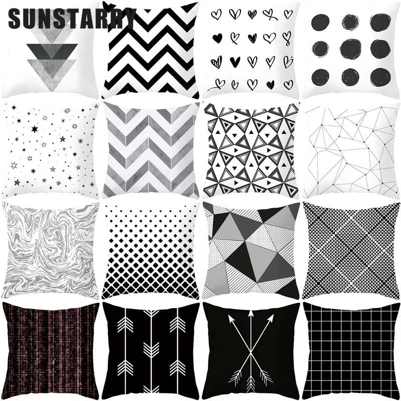

Cushion Cover Nordic Style Simple Black and White Geometric Cushion Set Polyester Throw Pillow Case Home Decorative Pillowcases