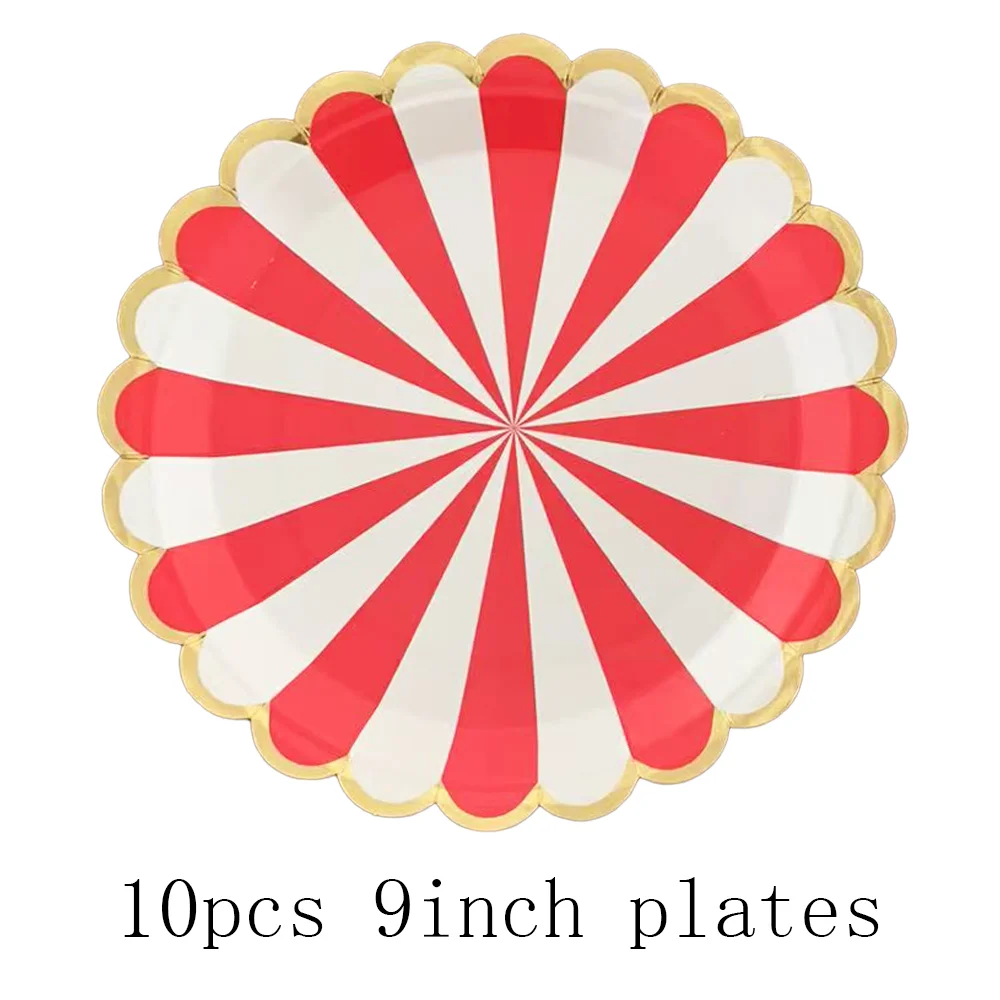 Полосатые горячие тиснения, украшения для вечеринки, дня рождения, одноразовая посуда, бумажные салфетки, чашки, тарелки, скатерти, соломинка