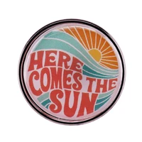 ocean sunrise sunset retro rock music jewelry pin fashionable creative cartoon brooch lovely enamel badge clothing accessories