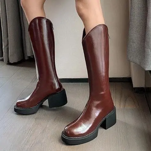 

Женские ботинки на высоком каблуке Осенняя обувь на молнии сапоги-женская зимняя обувь с круглым носком сабо на платформе Роскошные Дизайн...