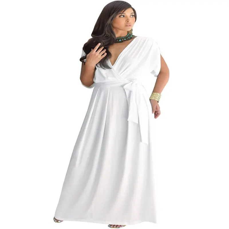 

2023 NEW Long Bridesmaid Formal Short Sleeve V-Neck Full Floor Length Flowy Cocktail Summer Evening Wedding Guest Party Tall Max