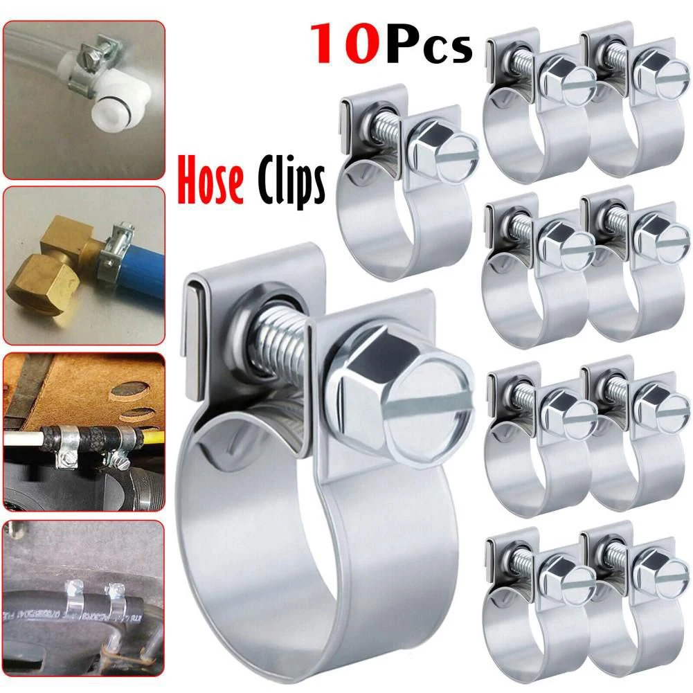 

10pcs Fuel Line Jubilee Hose Clips Clamp Diesel Petrol Pipe Coolant Radiator Carbon Steel Galvanized Pipe Fittings Fixing Tool