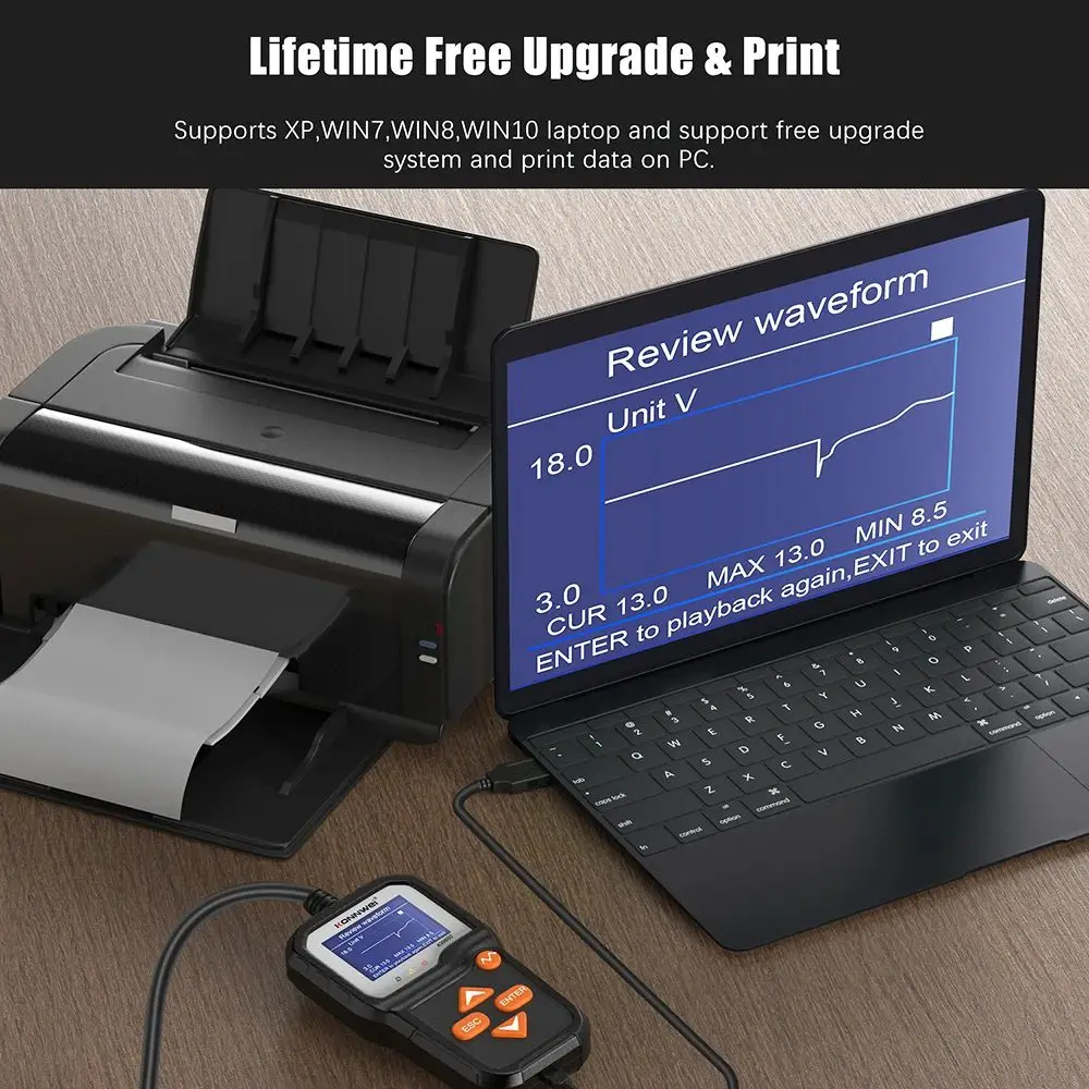 KONNWEI KW650 Тестер автомобильного мотоциклетного аккумулятора 6 В 12 Анализатор 100–2000