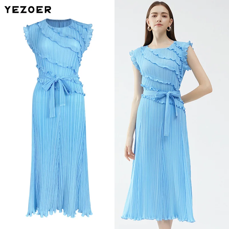 

Женское плиссированное платье без рукавов YEZOER, Летний сезон 2023