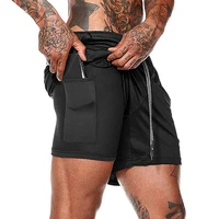 mens 2 in 1 workout running shorts with liner fitted lightweight gym training sports short pants with zipper pockets quick dry