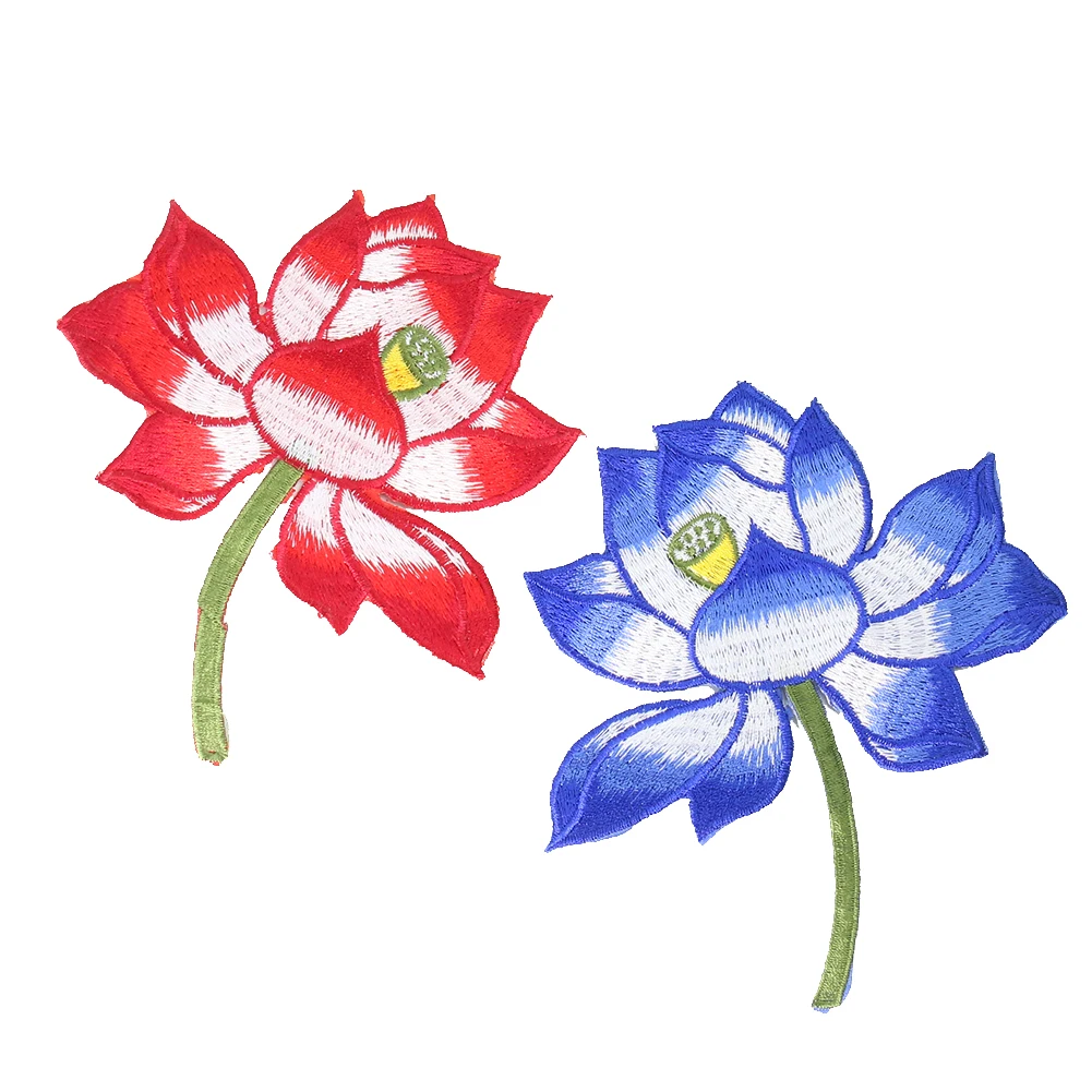 Элегантная нашивка с цветком лотоса вышитая аппликация термоклейкая переводная