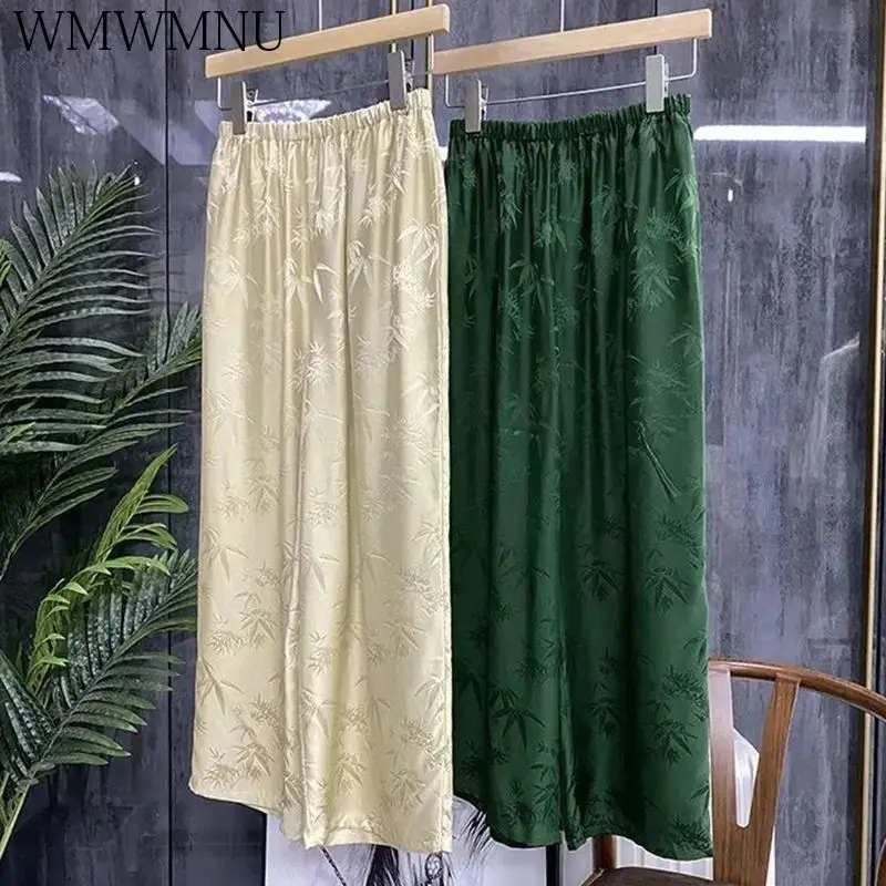 

Женские атласные Капри большого размера 4XL, широкие брюки, повседневные тренировочные брюки из искусственного шелка, Корейская уличная оде...