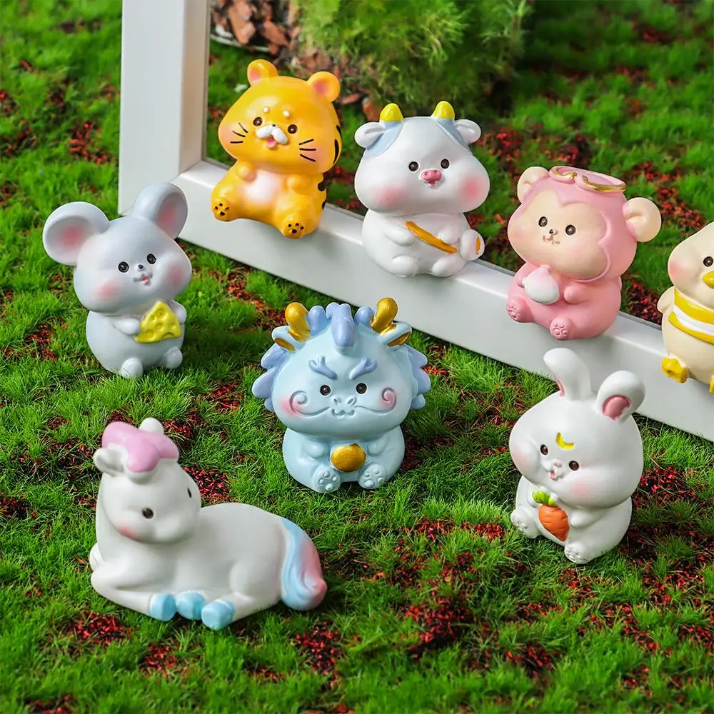 Новинка 2024 милая миниатюрная фигурка зодиака и Тигра для украшения сада