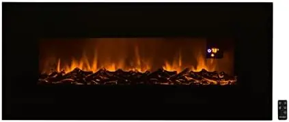 

Fireplace - Stainless Steel Fireplace Decor for The Living Room or Bedroom with 2 Heat Settings and Remote Control by