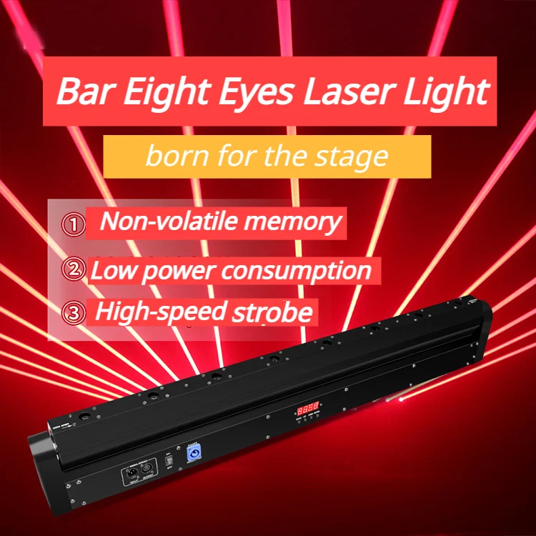 

Bar Eight Eyes Moving Head 8x500mw Red Green Blue RGB Laser DMX512 Stage Effect Lighting For DJ Disco Party Dance Floor KTV Club