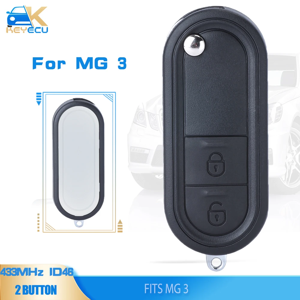 KEYECU 433 МГц ID46 чип откидной пульт дистанционного управления автомобильный ключ 2