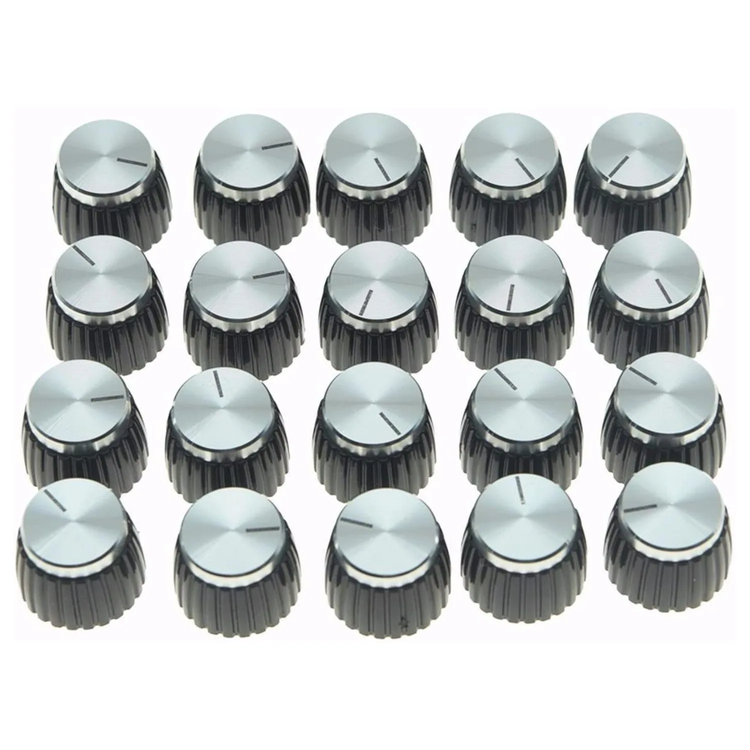 

20Pcs Guitar AMP Amplifier Push on Fit Knobs Aluminum Cap Top Fits 6Mm Diameter Pots for Marshall Amplifiers