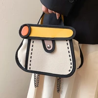2022 new two dimensional cartoon chain bag canvas messenger cos matching single women shoulder bags small baonv designer