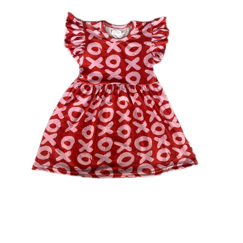 

Valentine dres XOXO DressBaby Dress Girls Cartoon Dress Green Red Boutique Clothing Children Girls A-line Pearl Skirt Wholesales