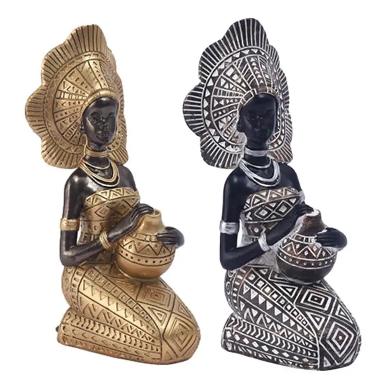 

African Statues and Sculptures Figurine Statue Resin Craft Collection African Sculpture Home Decor for Table Bedroom Dining Room