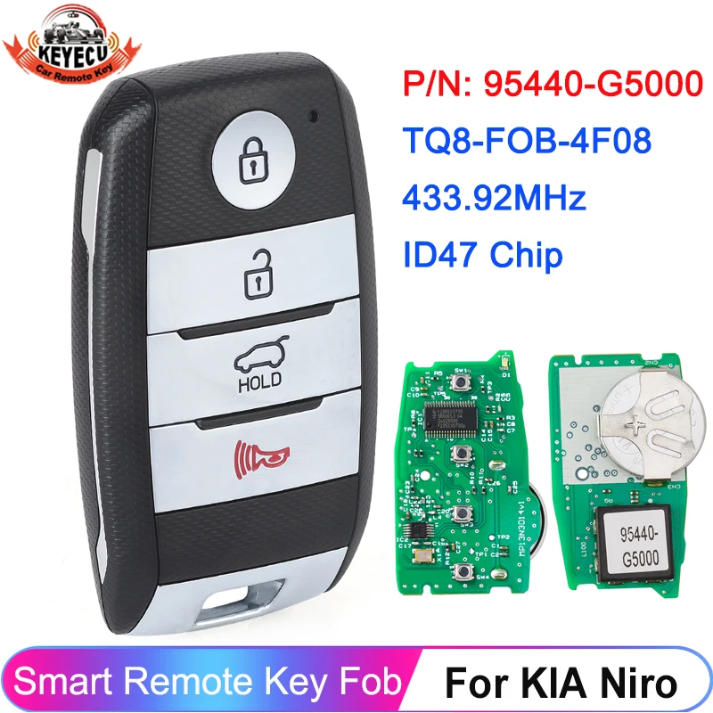 

KEYECU OEM Keyless Go Smart Remote For KIA Niro 2017 2018 2019 2020 P/N: 95440-G5000 Car Key Fob 4 Buttons 433.92MHz ID47 Chip
