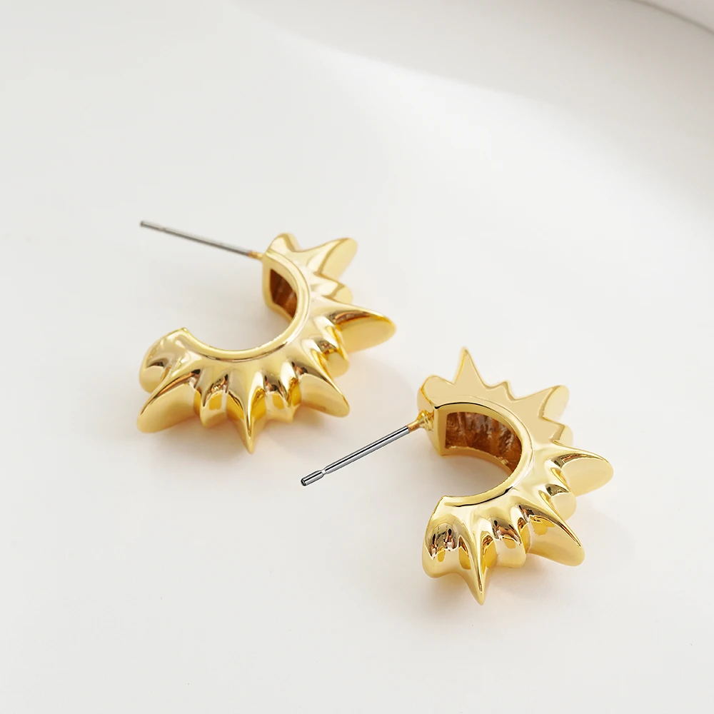 Женские позолоченные серьги-кольца в стиле панк