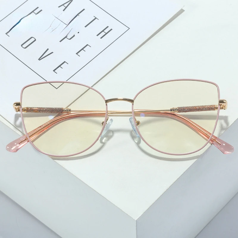 

ZUEE Fashion Cat Eye Blue Light Glasses Women Vintage Metal Prescription Eyeglasses Frame Ladies Computer Eyewear UV400