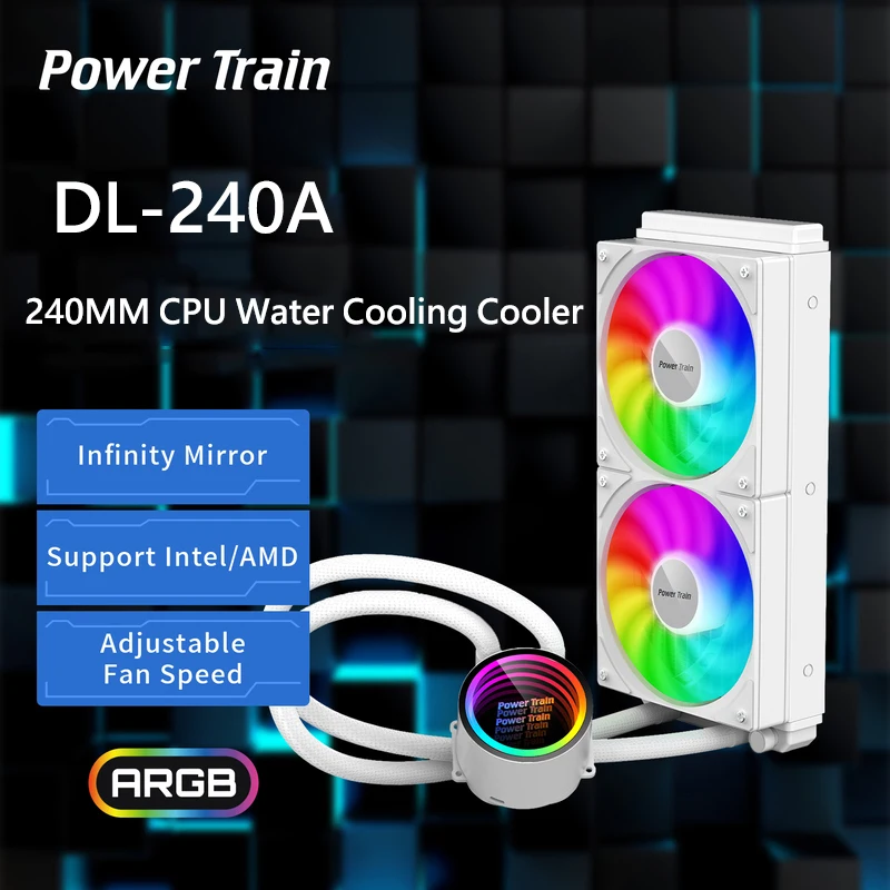 Power Train 240 Мм AIO CPU Жидкостное Охлаждение Водяной Охладитель ARGB Вентилятор Радиатор