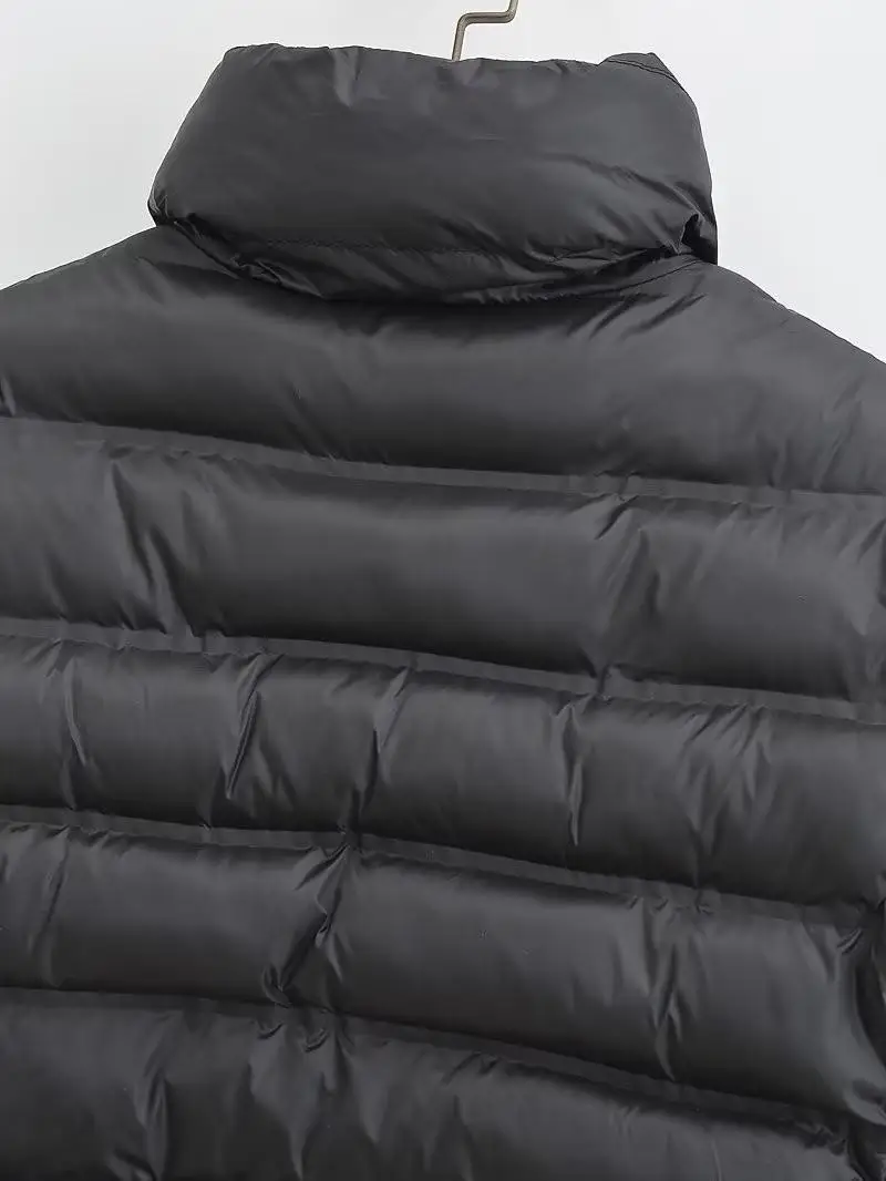 Kohuijoo Winter Jacket Women Black Long Sleeve Stand Collar Patchwork Cotton Jacket Casual Coat Thick Warm Parka Mujer