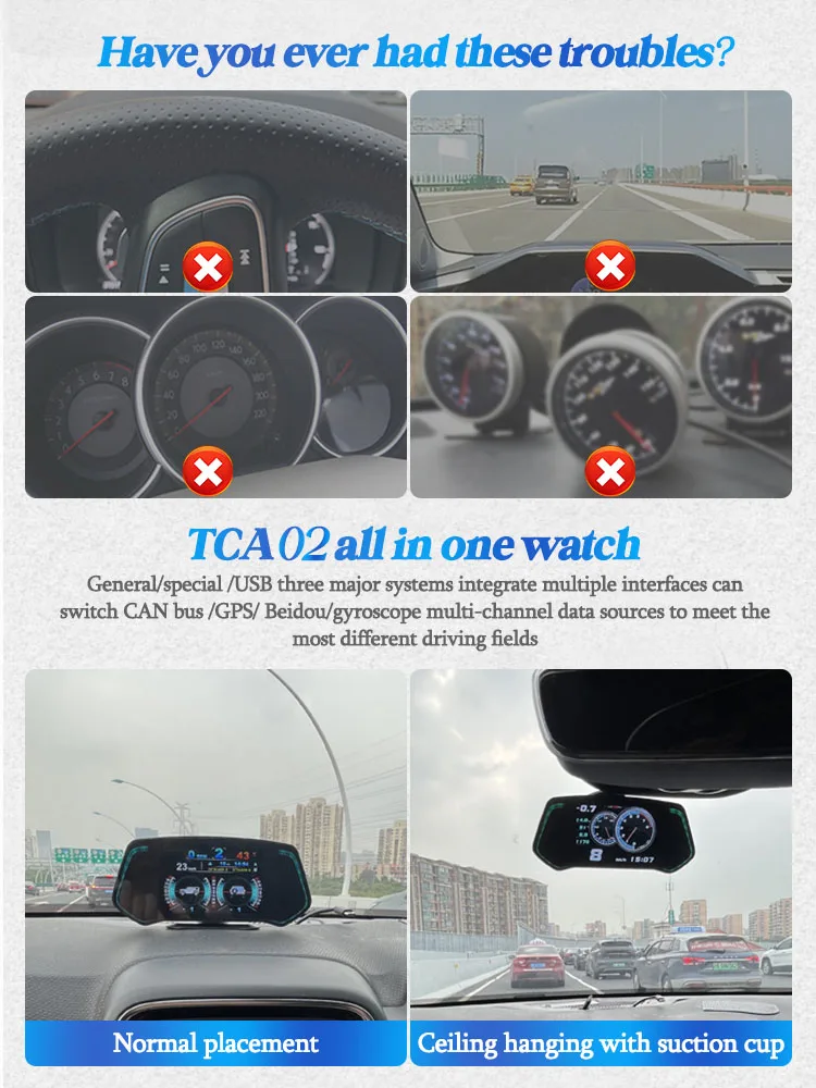 Автомобильная электроника OBD2 GPS-HUD Датчик Спидометр Турбо обороты Сигнализация