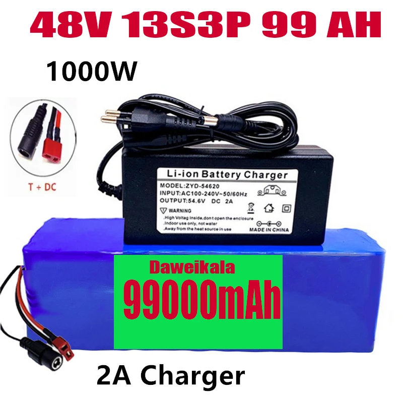 

48V99999Ah 1000w 13S3P XT60 48V комплект литий-ионный батарей 99999mah для электровелосипеда 54,6 v электрический велосипед скутер с BMS + зарядное устройство