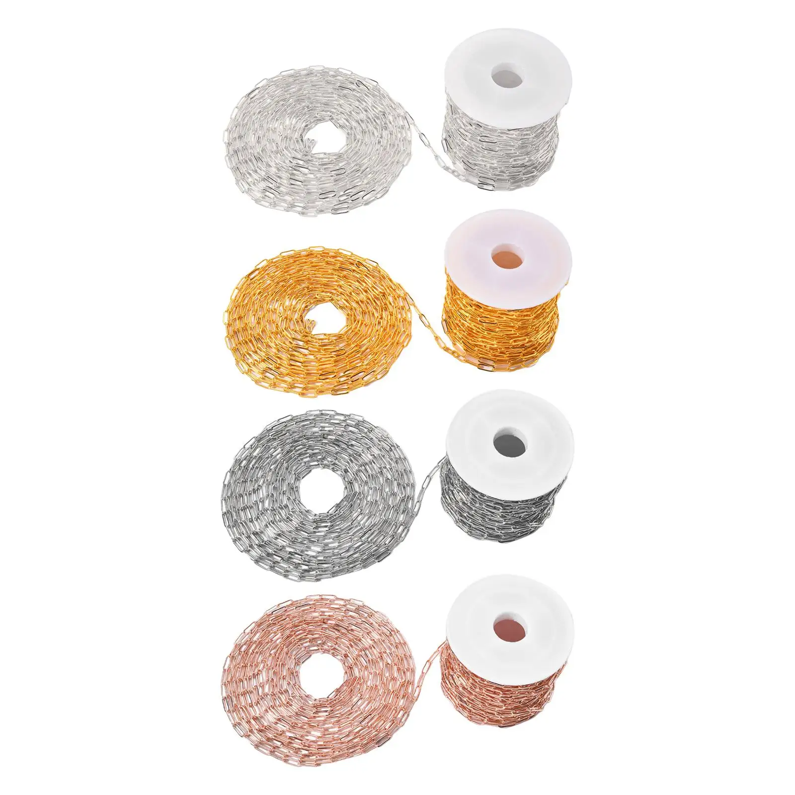 

Paperclip Chains Link Spool Packaged 10M Hypoallergenic Oval Roll Dainty Brass Flat Cable Chain for Jewelry Making Choker Anklet