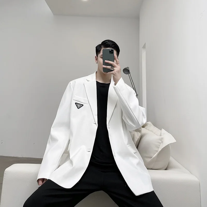 

White Small Suit Male 2021 Spring and Autumn Korean Style Loose Drape Casual Temperament British Suit Jacket Male Blazer Men